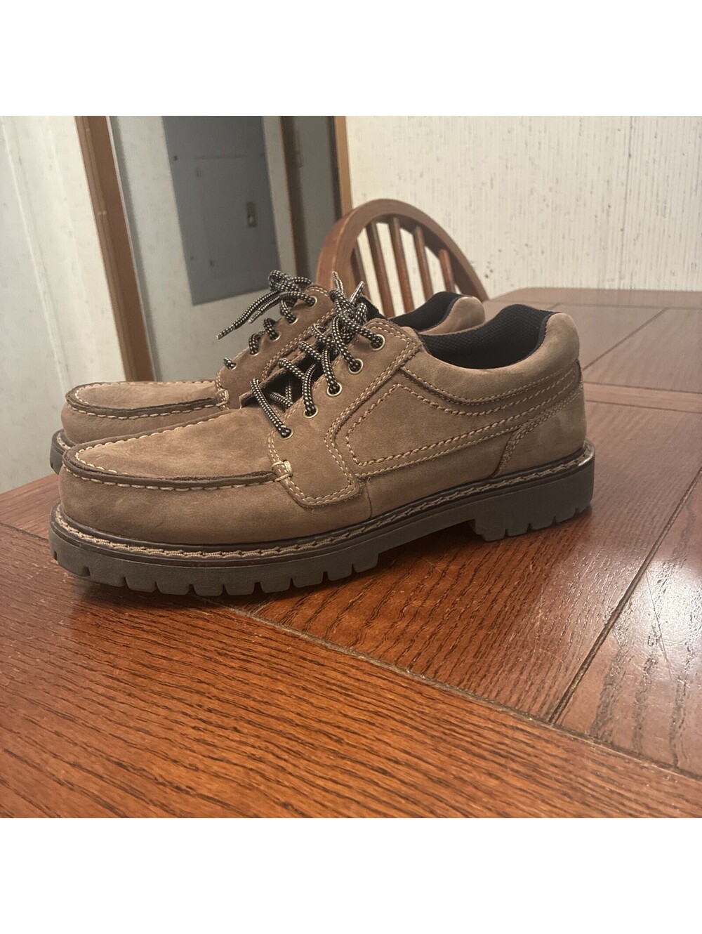 Earth Shoe Leather Mack Shoes Men’s 9 Brown Lace Up Casual Moccasins